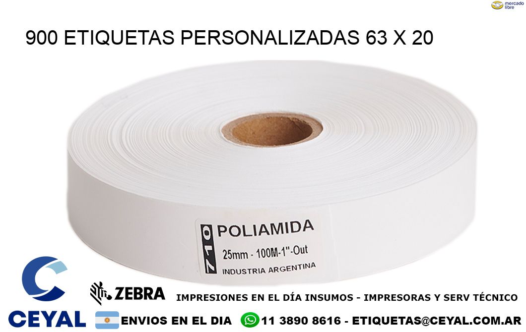 900 ETIQUETAS PERSONALIZADAS 63 x 20