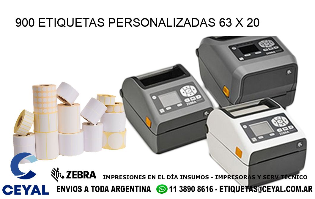 900 ETIQUETAS PERSONALIZADAS 63 x 20