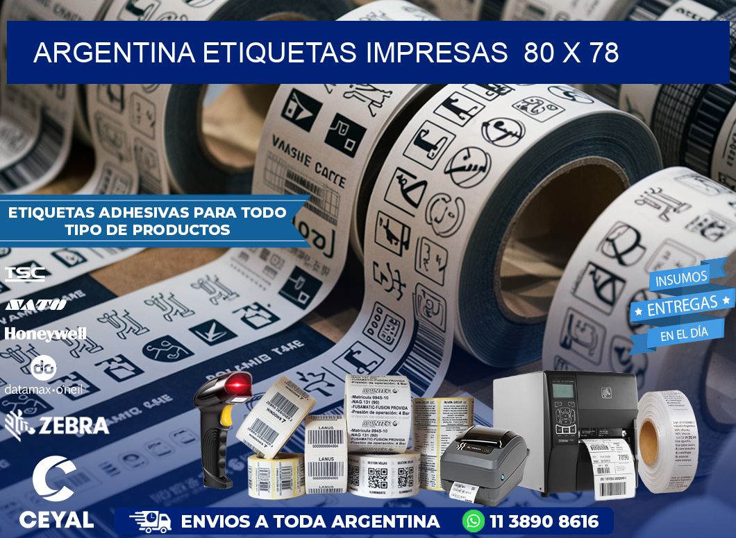 ARGENTINA ETIQUETAS IMPRESAS  80 x 78