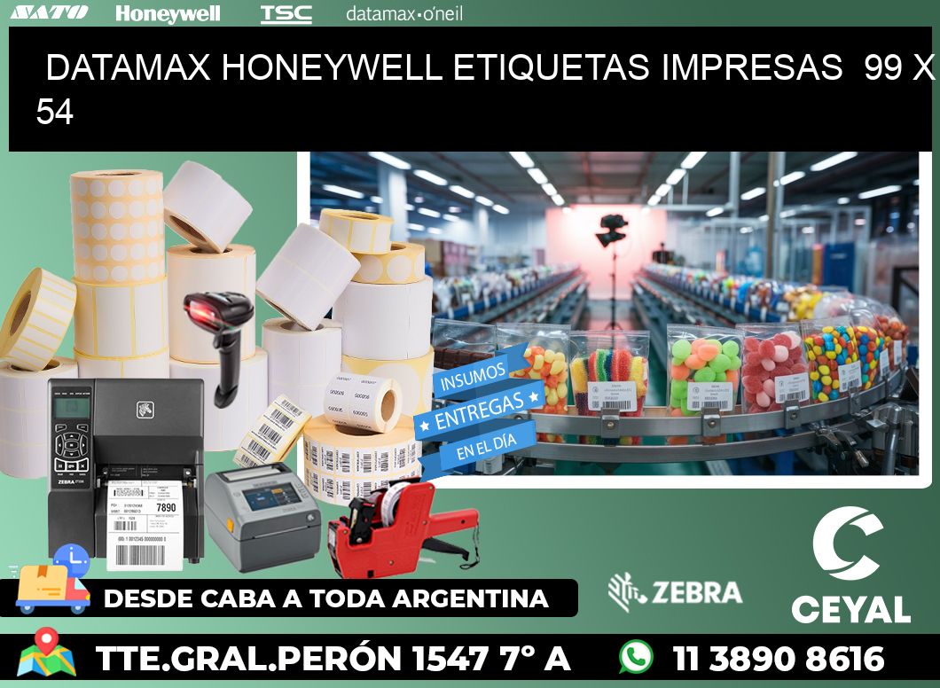 DATAMAX HONEYWELL ETIQUETAS IMPRESAS 99 x 54