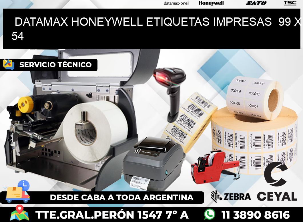 DATAMAX HONEYWELL ETIQUETAS IMPRESAS 99 x 54