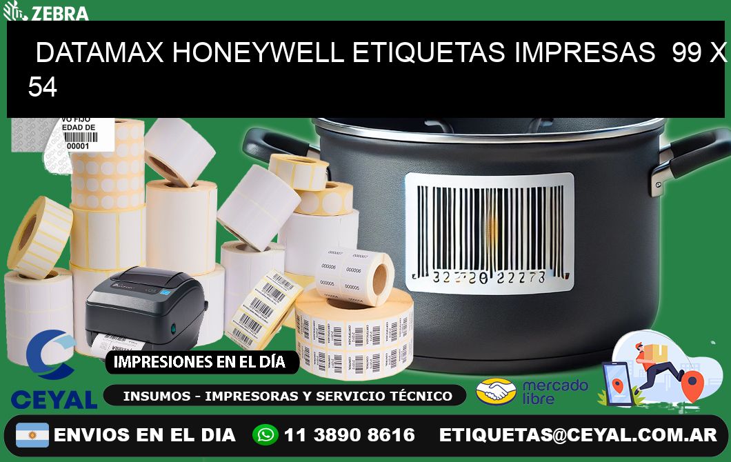DATAMAX HONEYWELL ETIQUETAS IMPRESAS 99 x 54