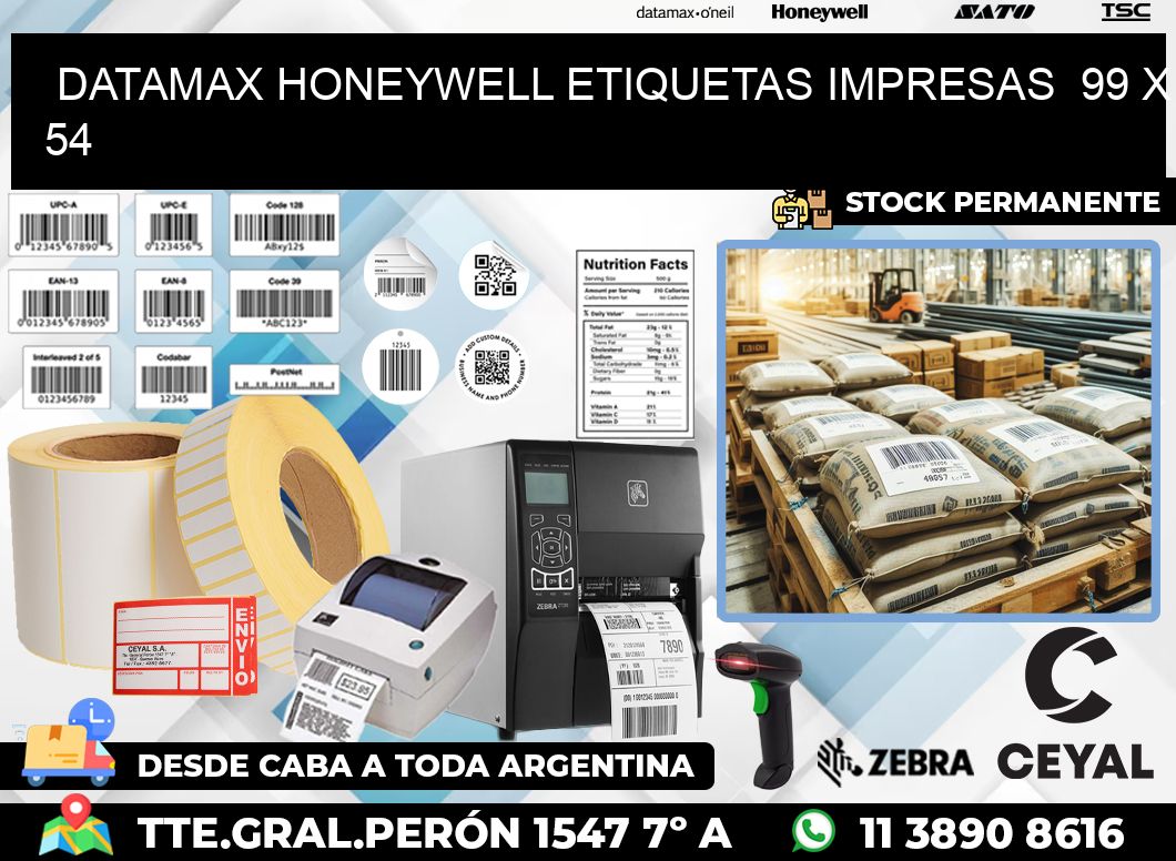 DATAMAX HONEYWELL ETIQUETAS IMPRESAS  99 x 54