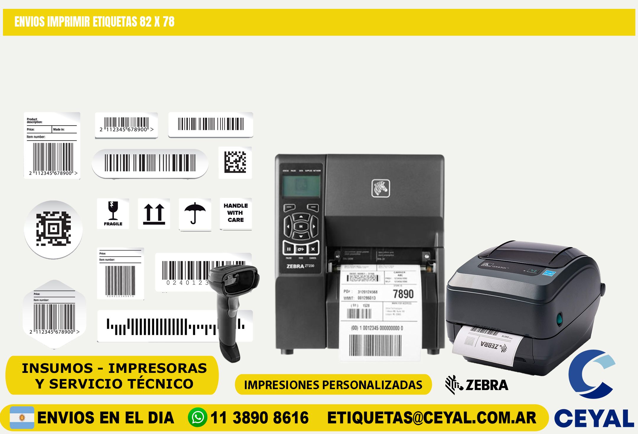 ENVIOS IMPRIMIR ETIQUETAS 82 x 78