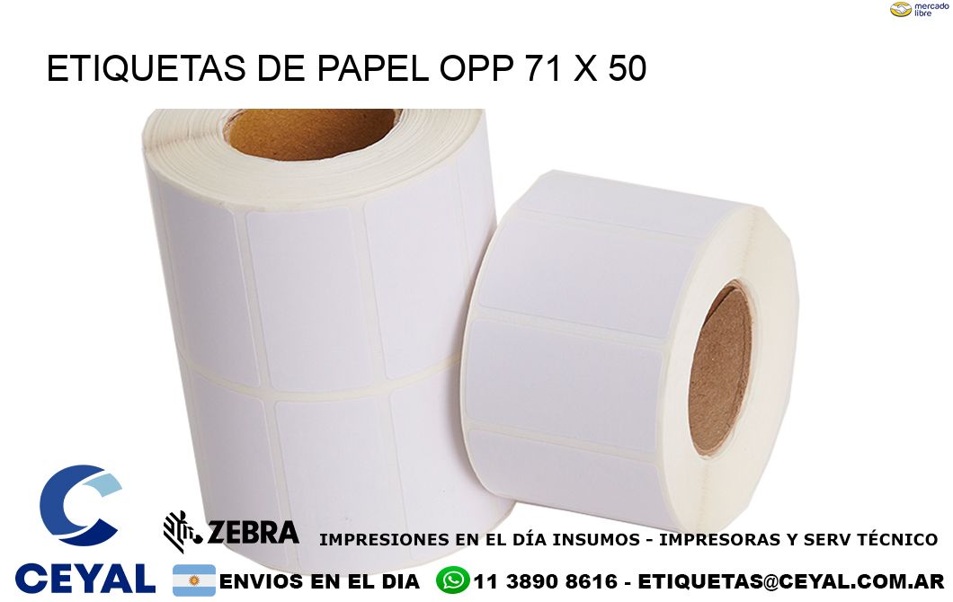 ETIQUETAS DE PAPEL OPP 71 x 50