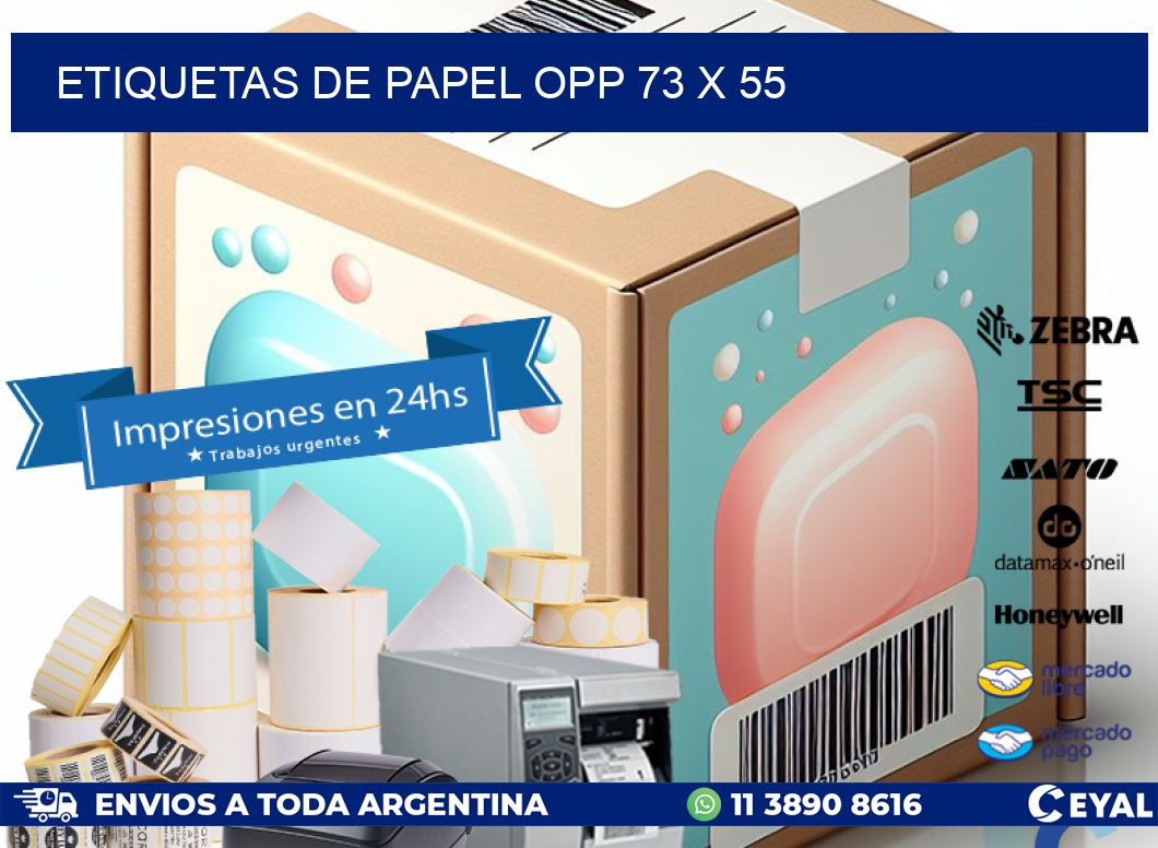 ETIQUETAS DE PAPEL OPP 73 x 55