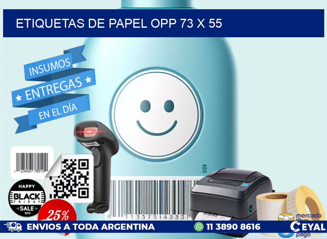 ETIQUETAS DE PAPEL OPP 73 x 55