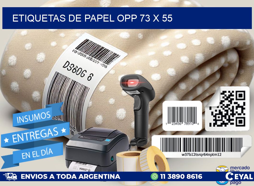 ETIQUETAS DE PAPEL OPP 73 x 55