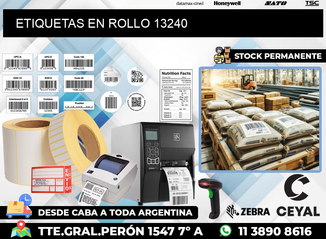 ETIQUETAS EN ROLLO 13240