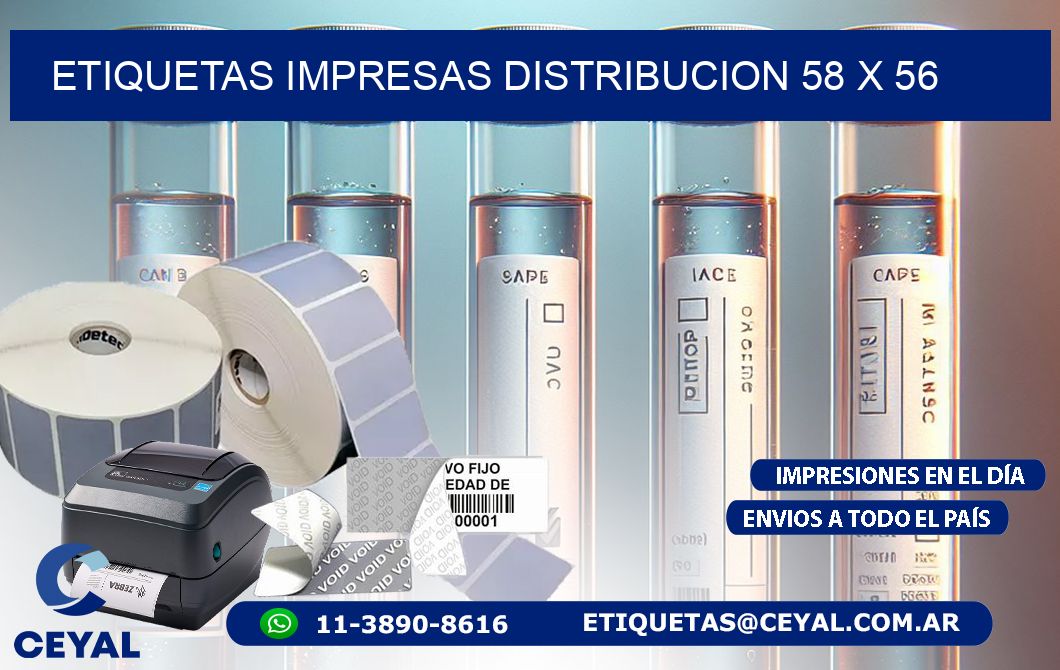 ETIQUETAS IMPRESAS DISTRIBUCION 58 x 56