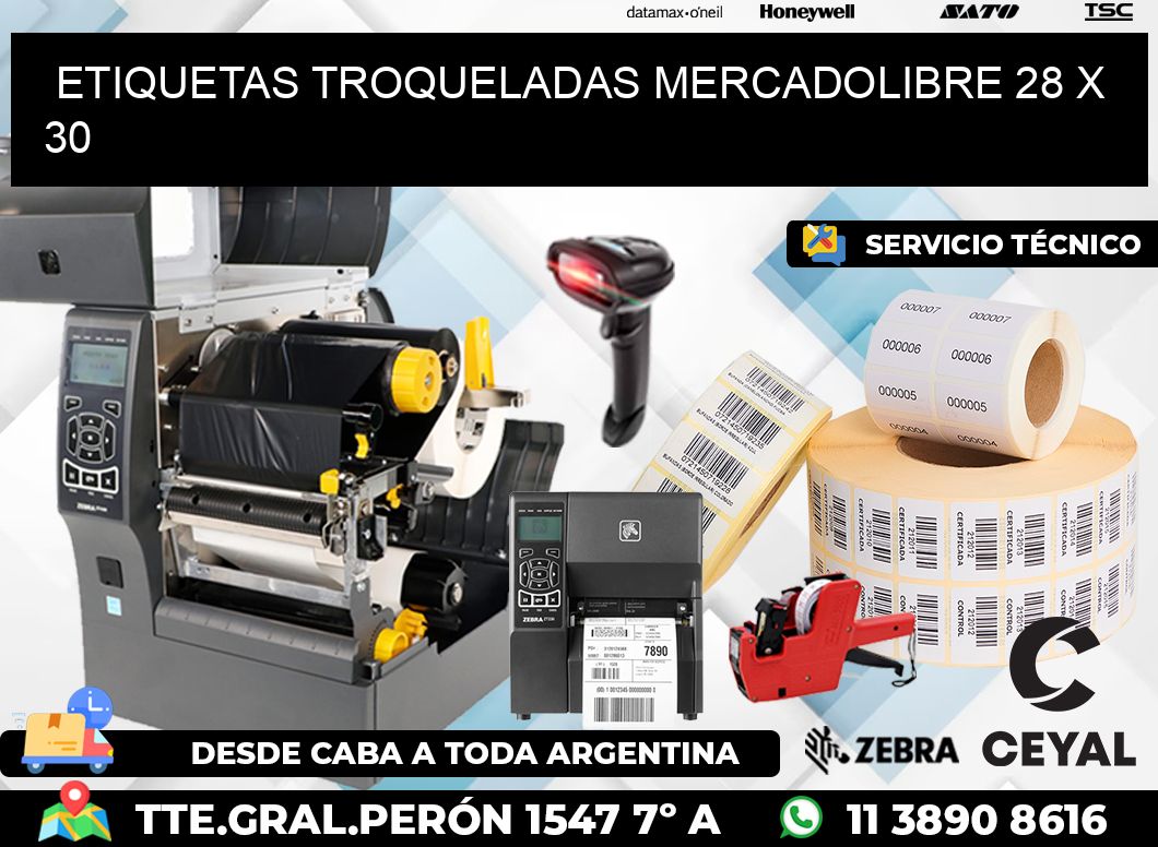 ETIQUETAS TROQUELADAS MERCADOLIBRE 28 x 30