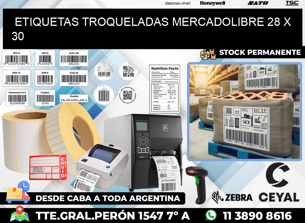ETIQUETAS TROQUELADAS MERCADOLIBRE 28 x 30