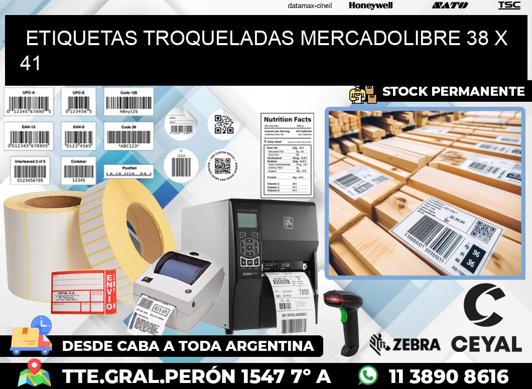 ETIQUETAS TROQUELADAS MERCADOLIBRE 38 x 41