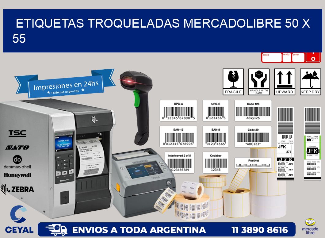 ETIQUETAS TROQUELADAS MERCADOLIBRE 50 x 55