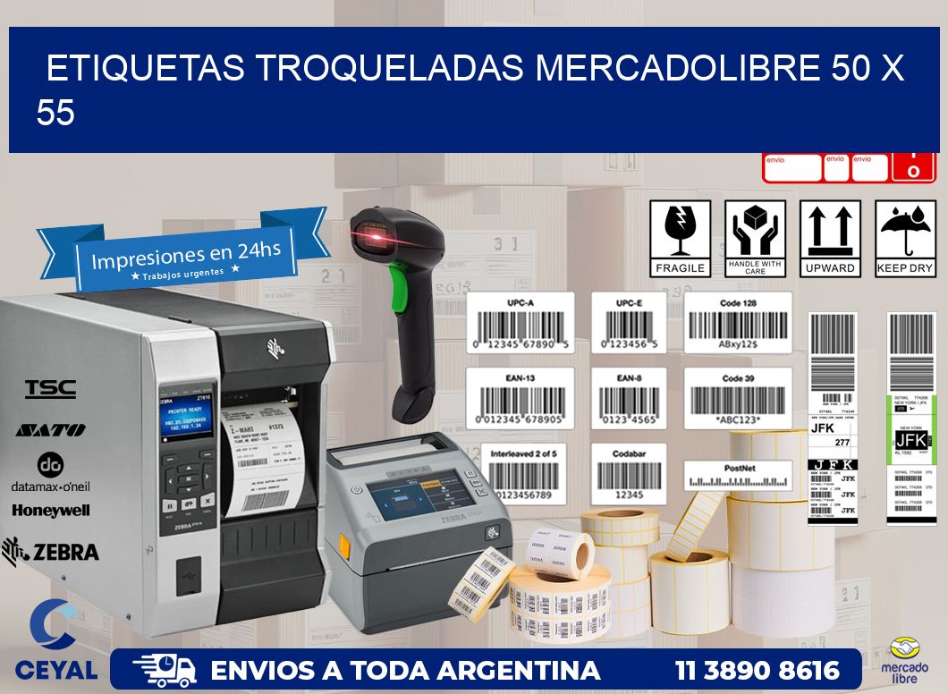 ETIQUETAS TROQUELADAS MERCADOLIBRE 50 x 55