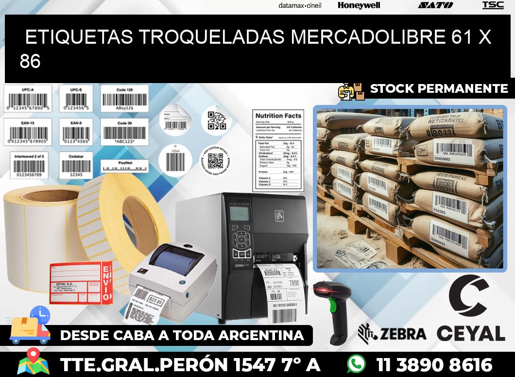 ETIQUETAS TROQUELADAS MERCADOLIBRE 61 x 86