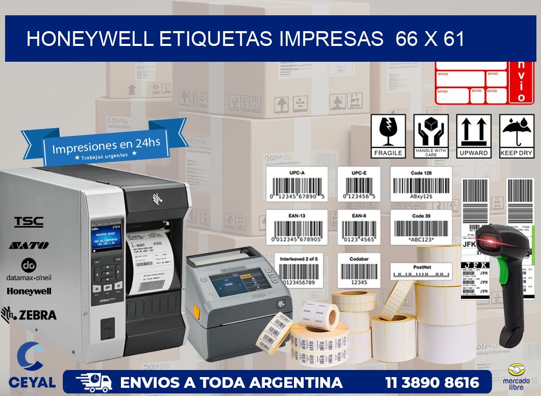 HONEYWELL ETIQUETAS IMPRESAS  66 x 61