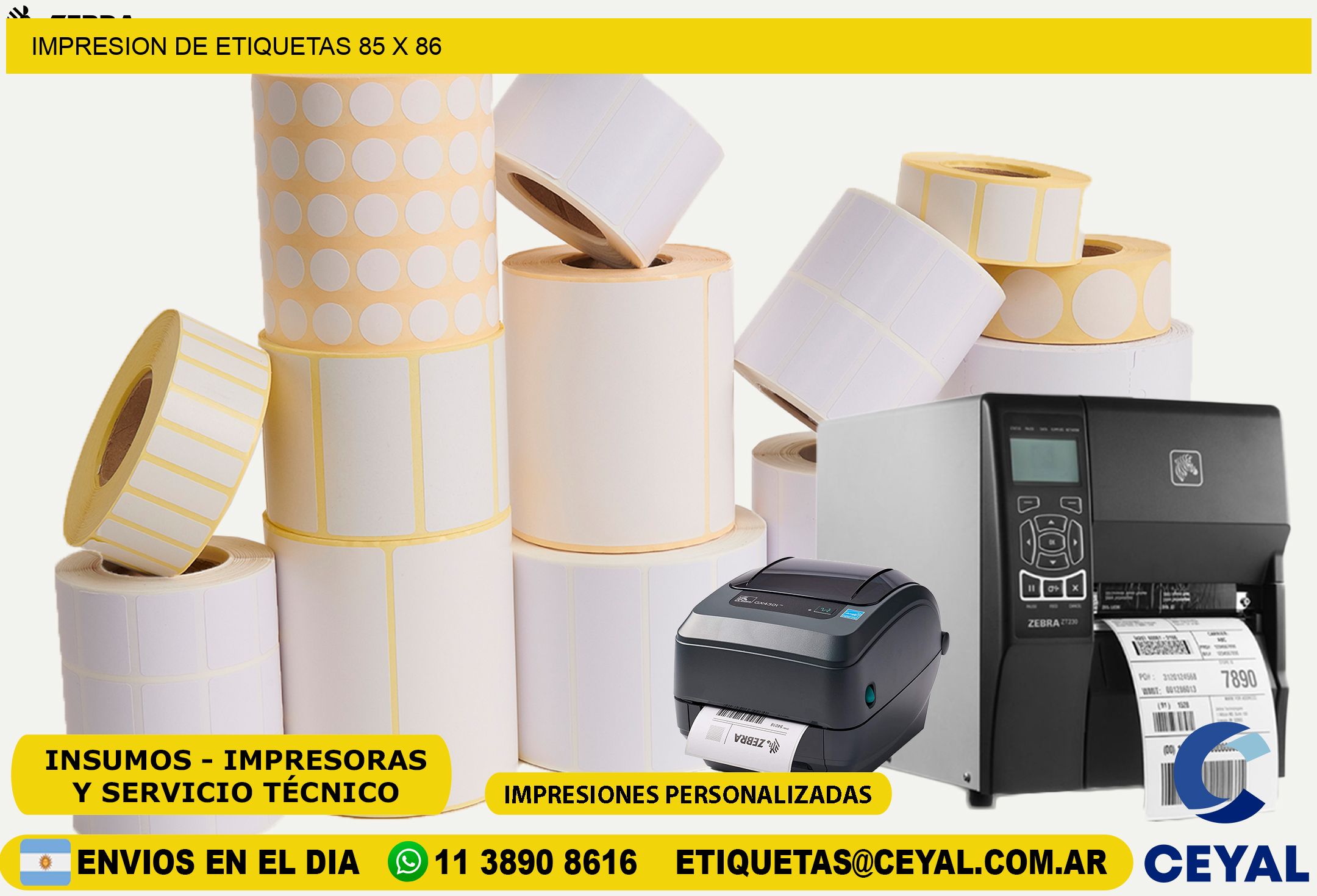 IMPRESION DE ETIQUETAS 85 x 86