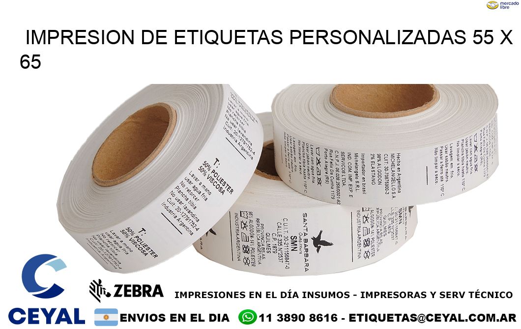 IMPRESION DE ETIQUETAS PERSONALIZADAS 55 x 65