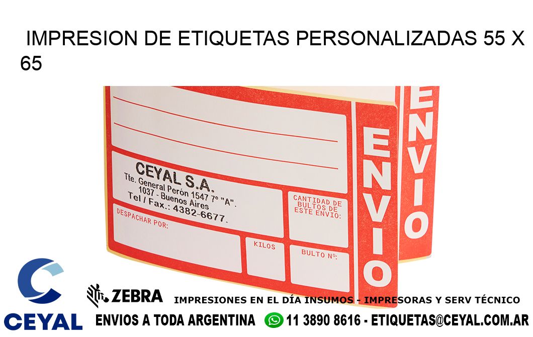 IMPRESION DE ETIQUETAS PERSONALIZADAS 55 x 65