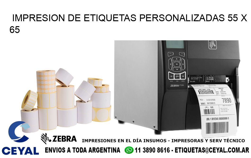 IMPRESION DE ETIQUETAS PERSONALIZADAS 55 x 65