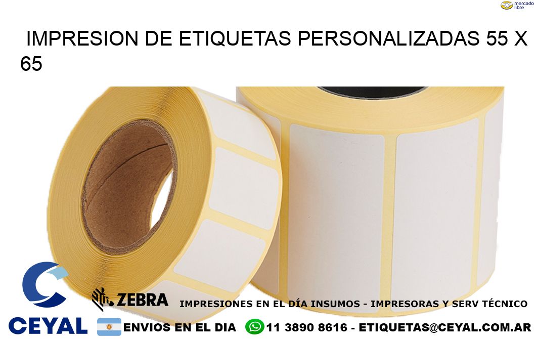 IMPRESION DE ETIQUETAS PERSONALIZADAS 55 x 65