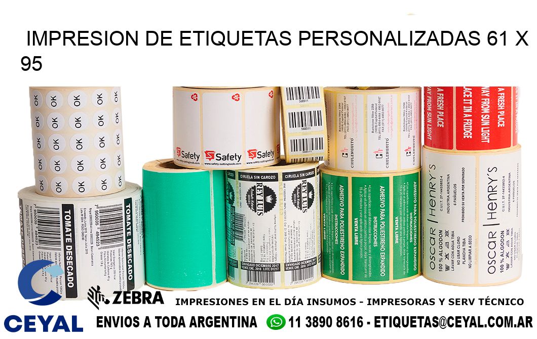 IMPRESION DE ETIQUETAS PERSONALIZADAS 61 x 95