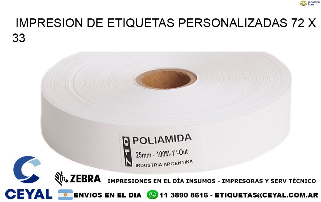 IMPRESION DE ETIQUETAS PERSONALIZADAS 72 x 33