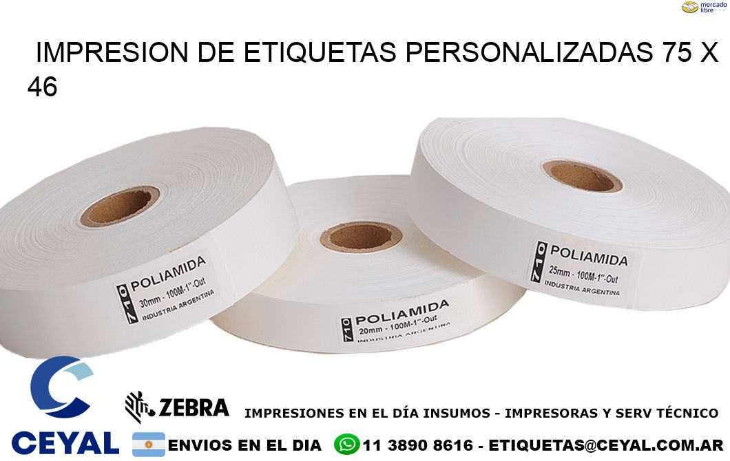 IMPRESION DE ETIQUETAS PERSONALIZADAS 75 x 46