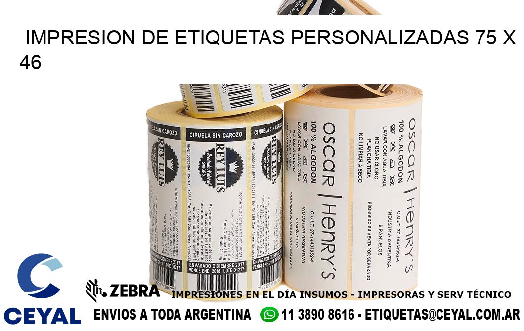 IMPRESION DE ETIQUETAS PERSONALIZADAS 75 x 46