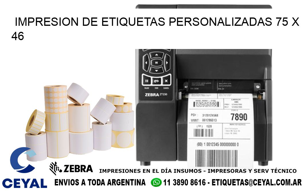 IMPRESION DE ETIQUETAS PERSONALIZADAS 75 x 46