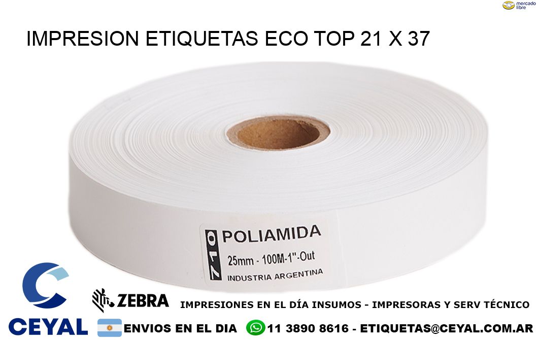 IMPRESION ETIQUETAS ECO TOP 21 x 37