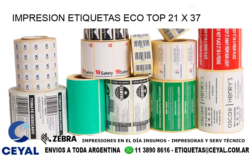 IMPRESION ETIQUETAS ECO TOP 21 x 37