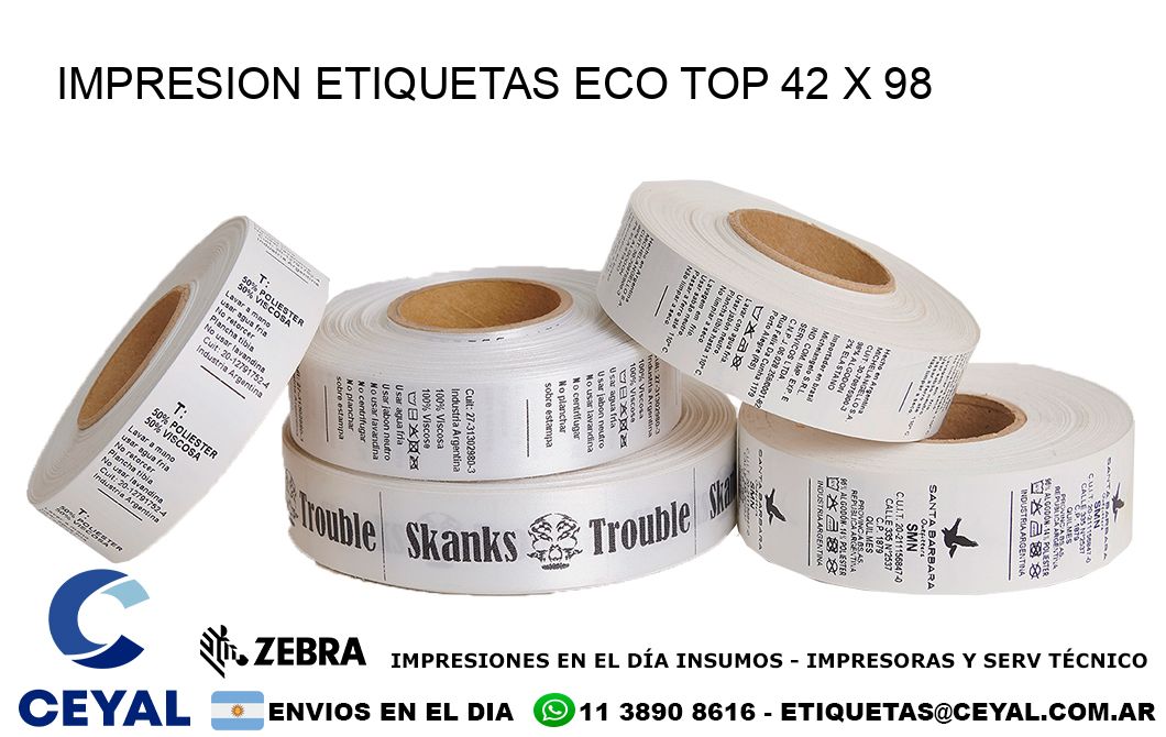 IMPRESION ETIQUETAS ECO TOP 42 x 98