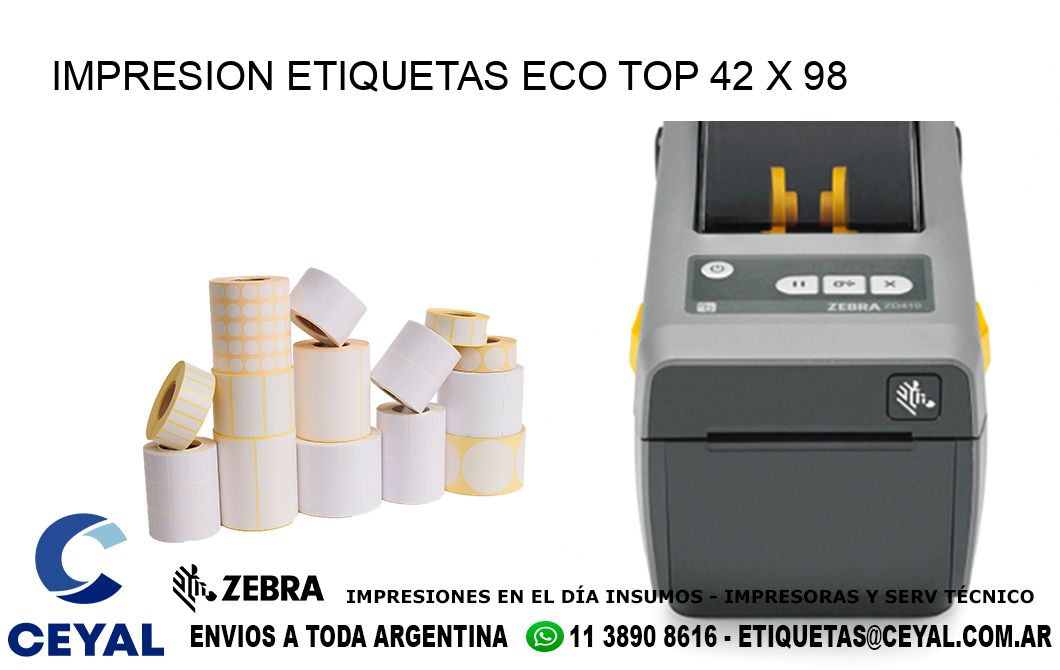 IMPRESION ETIQUETAS ECO TOP 42 x 98