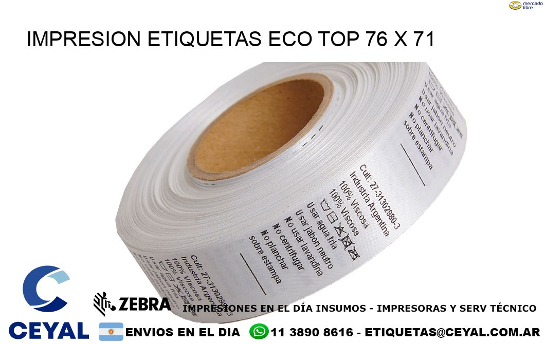 IMPRESION ETIQUETAS ECO TOP 76 x 71