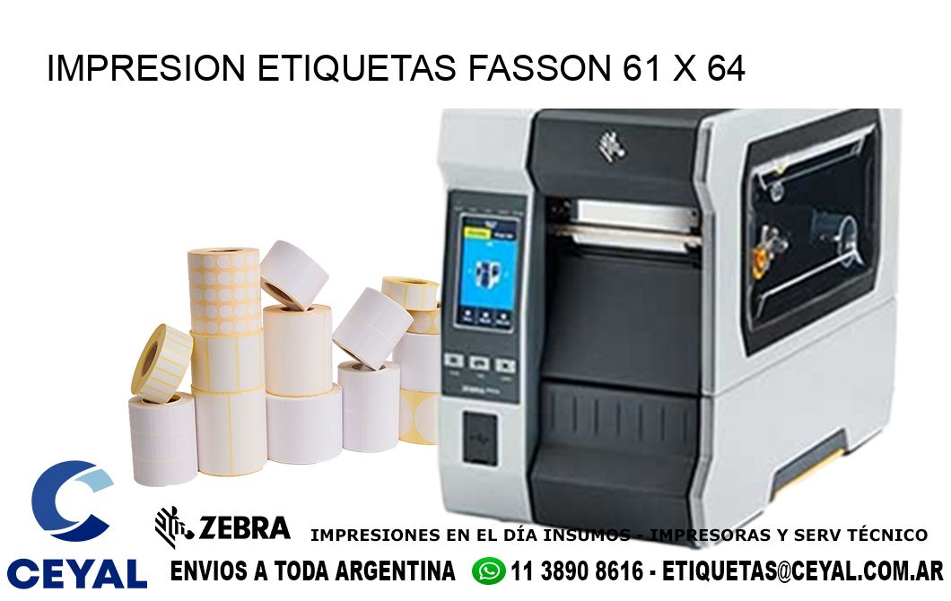 IMPRESION ETIQUETAS FASSON 61 x 64