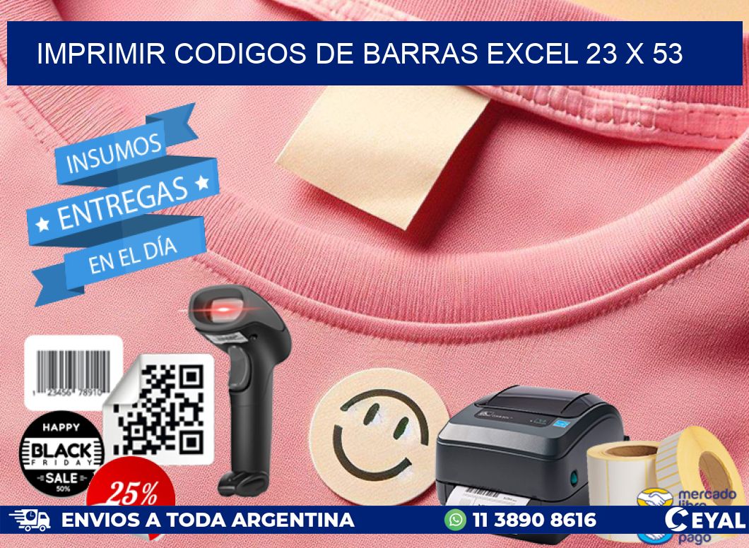 IMPRIMIR CODIGOS DE BARRAS EXCEL 23 x 53