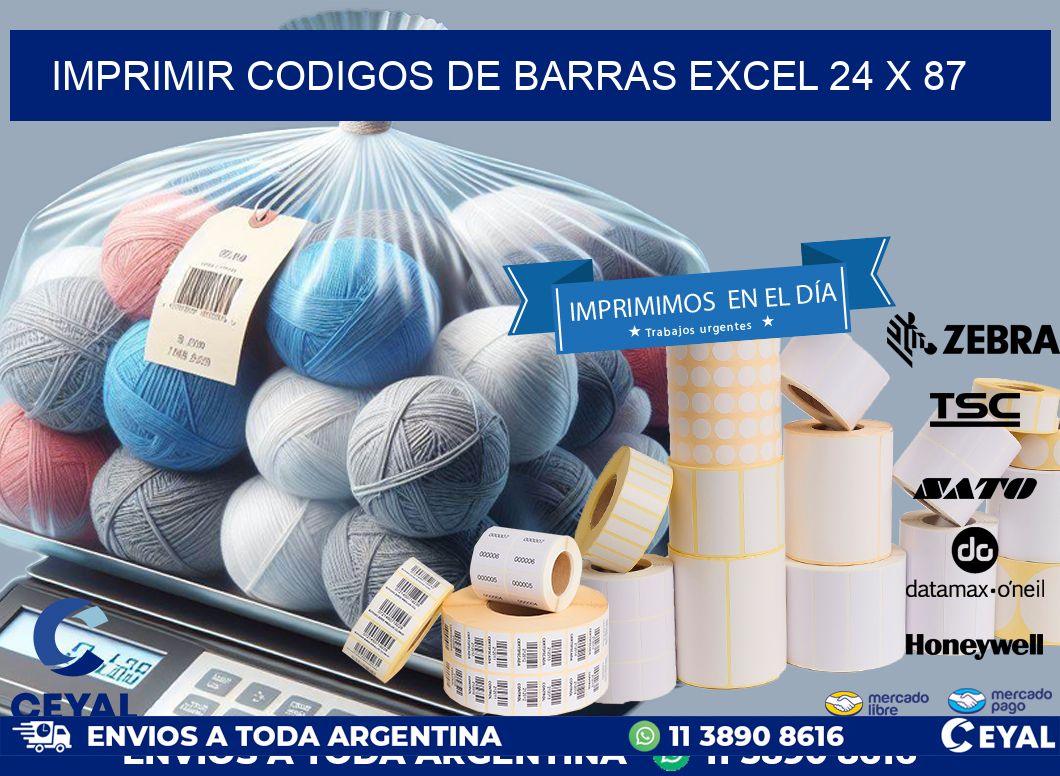 IMPRIMIR CODIGOS DE BARRAS EXCEL 24 x 87