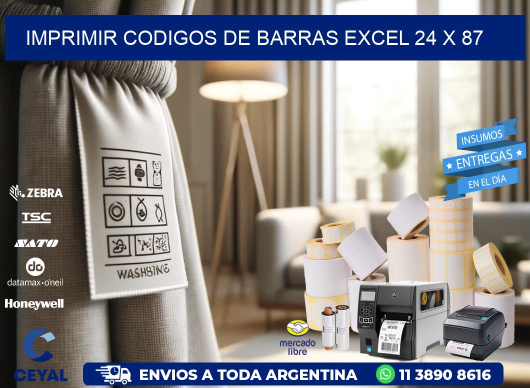 IMPRIMIR CODIGOS DE BARRAS EXCEL 24 x 87