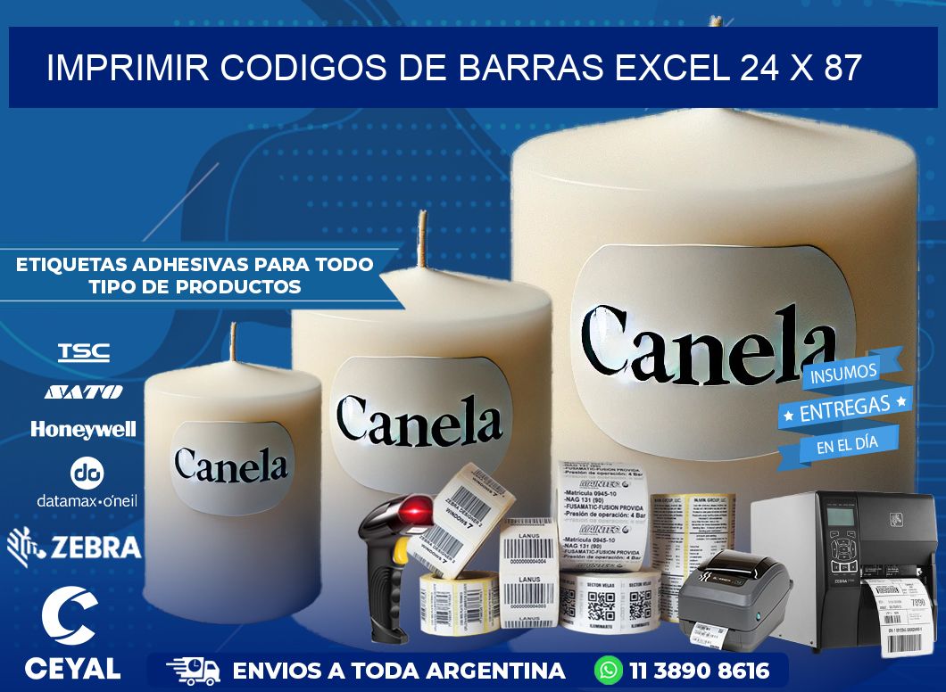 IMPRIMIR CODIGOS DE BARRAS EXCEL 24 x 87