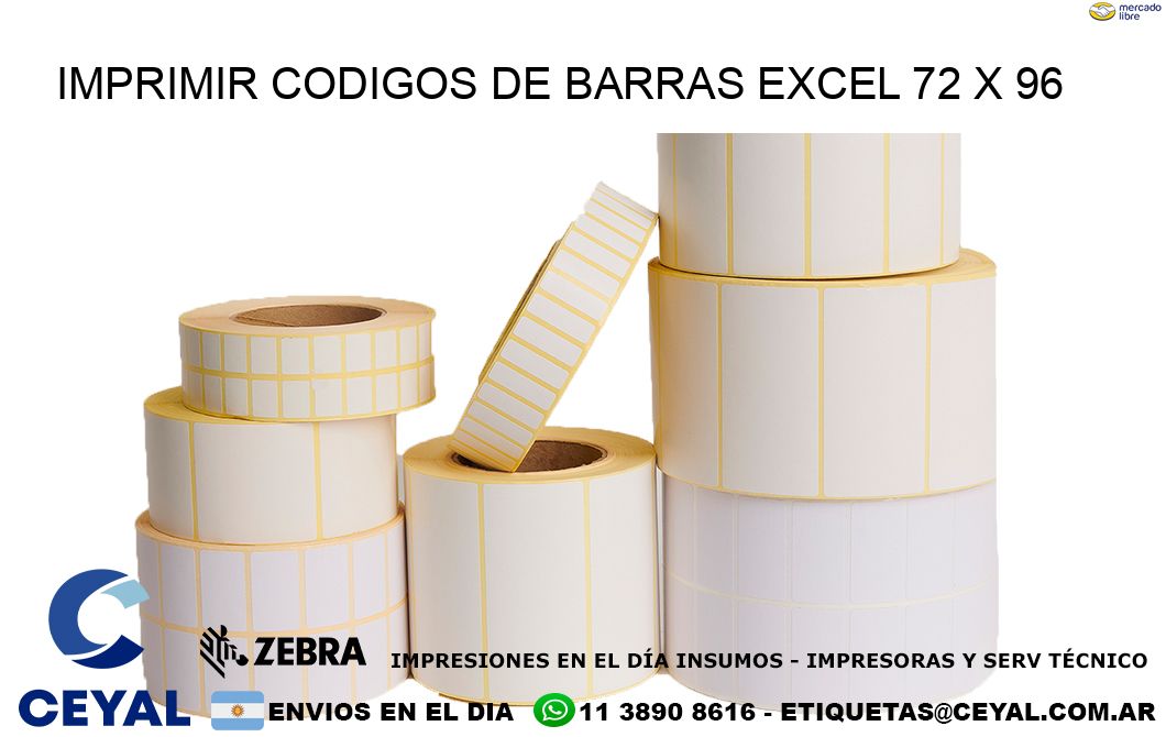 IMPRIMIR CODIGOS DE BARRAS EXCEL 72 x 96