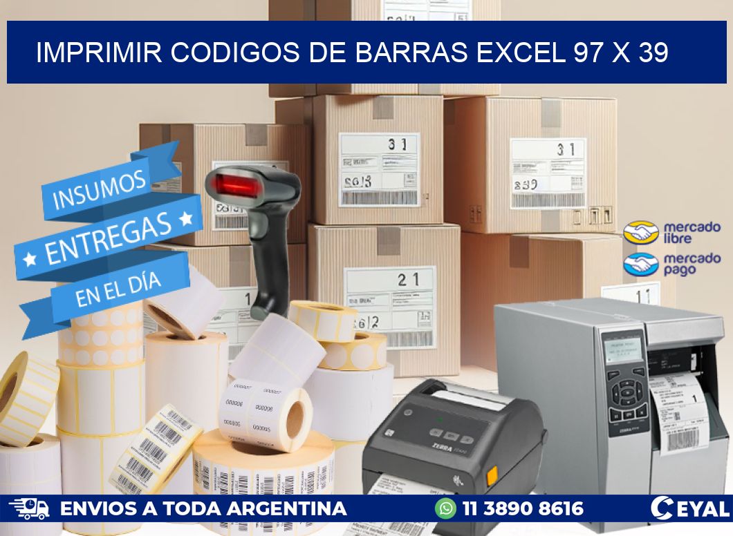 IMPRIMIR CODIGOS DE BARRAS EXCEL 97 x 39