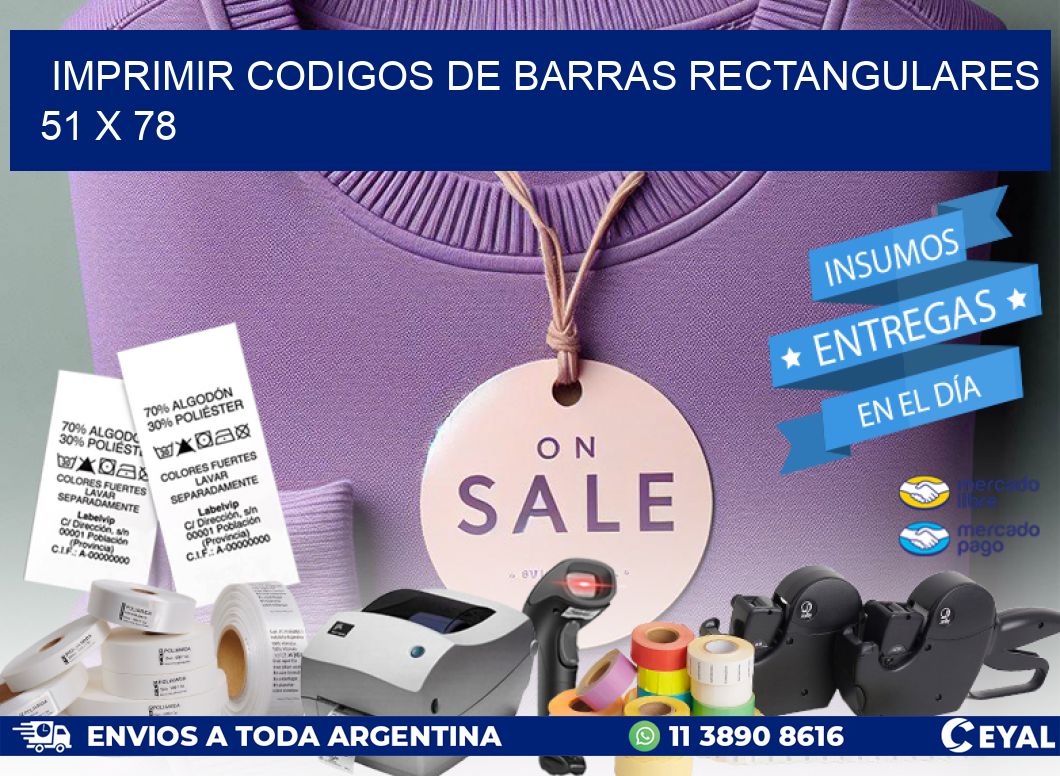 IMPRIMIR CODIGOS DE BARRAS RECTANGULARES 51 x 78