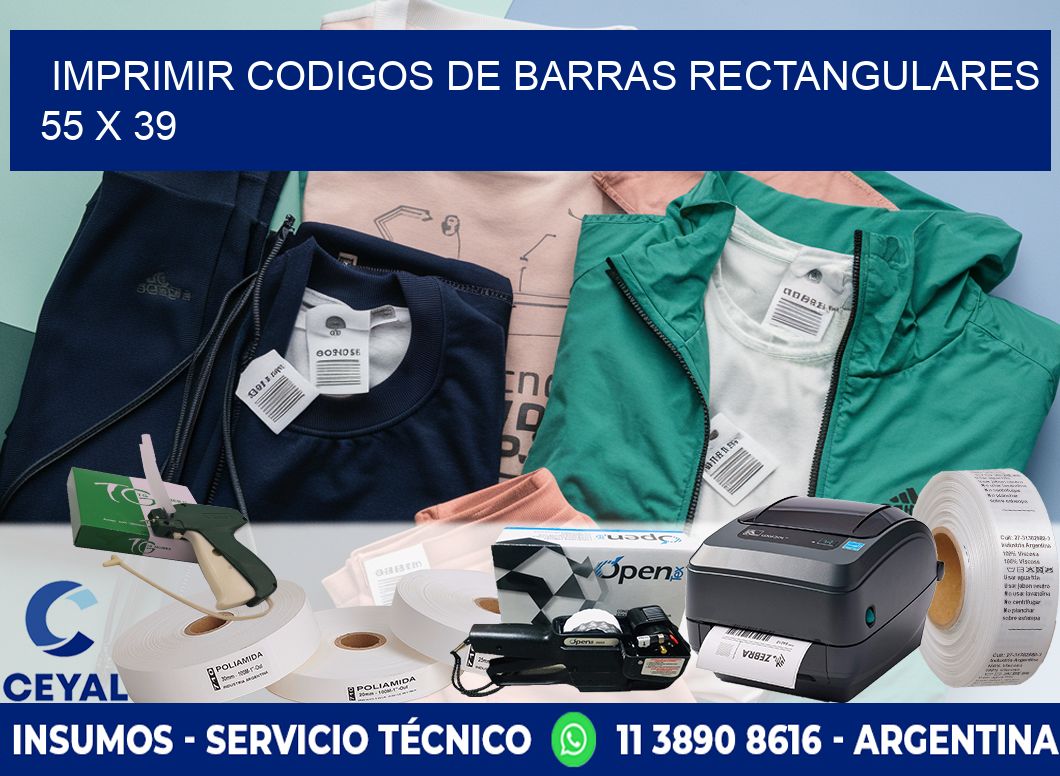 IMPRIMIR CODIGOS DE BARRAS RECTANGULARES 55 x 39