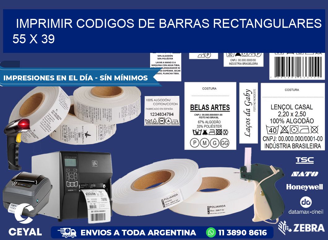 IMPRIMIR CODIGOS DE BARRAS RECTANGULARES 55 x 39