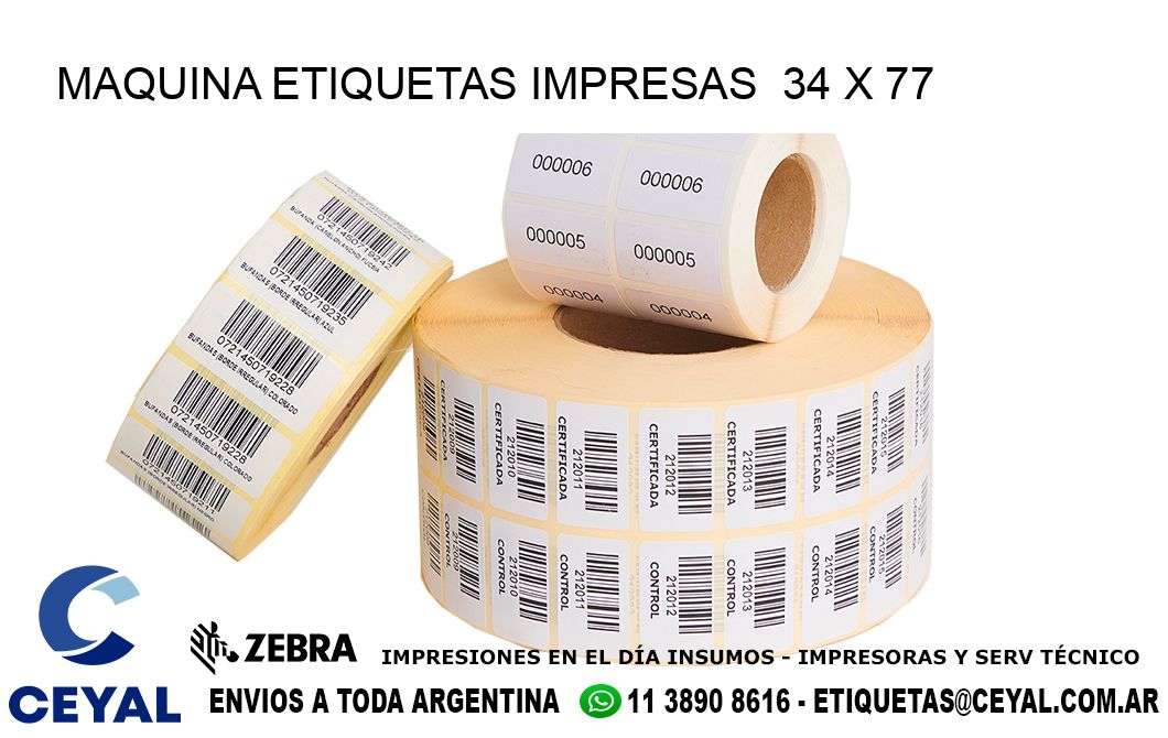 MAQUINA ETIQUETAS IMPRESAS  34 x 77