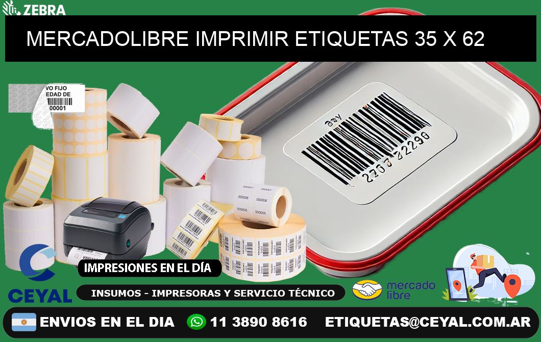 MERCADOLIBRE IMPRIMIR ETIQUETAS 35 x 62