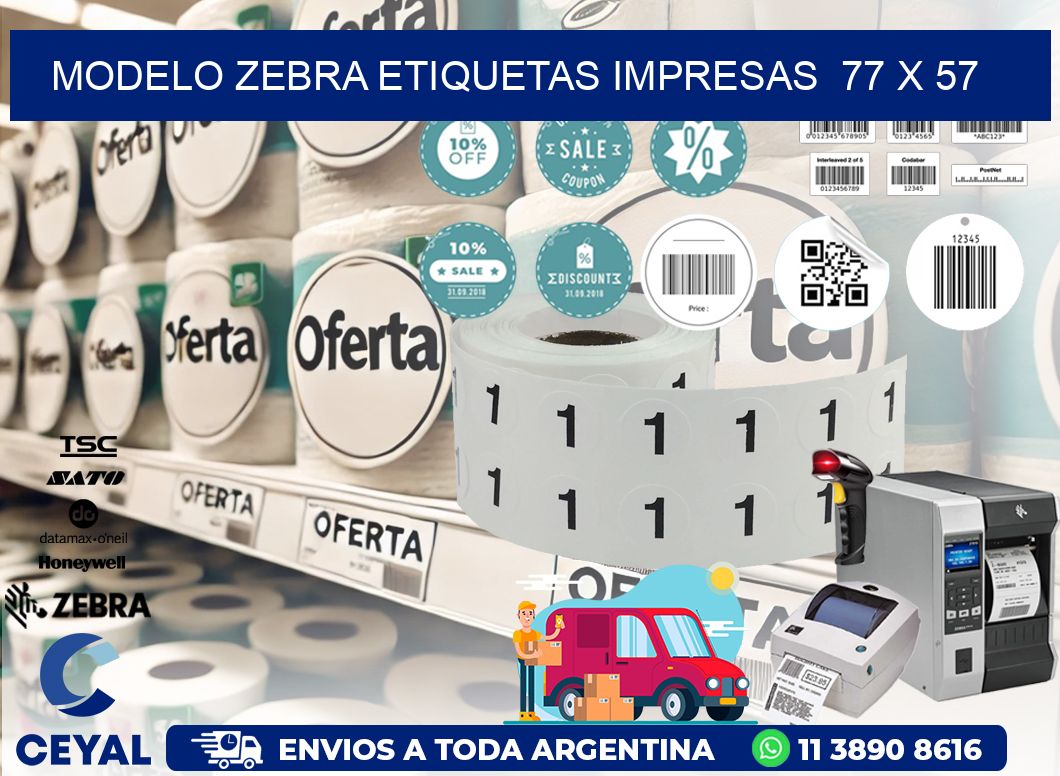 MODELO ZEBRA ETIQUETAS IMPRESAS 77 x 57