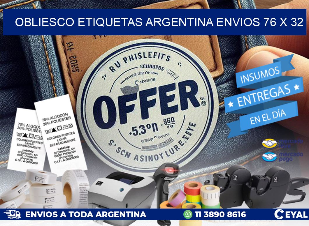 OBLIESCO ETIQUETAS ARGENTINA ENVIOS 76 x 32